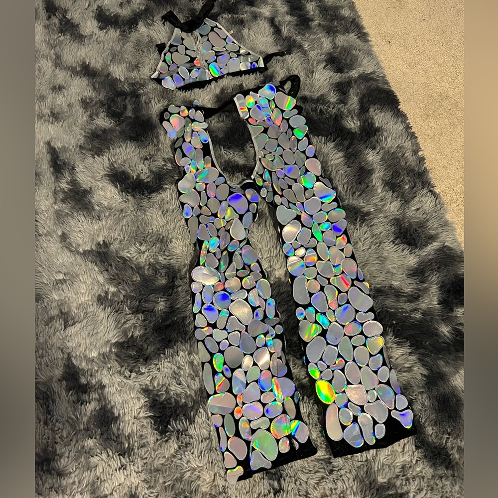 Roma Cow Print Reflective Chaps and Top